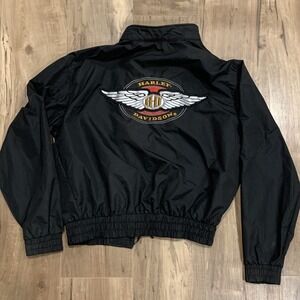 VTG 90's Harley Davidson Racing Bomber Jacket Reflective Wing‎ Back Patch M USA